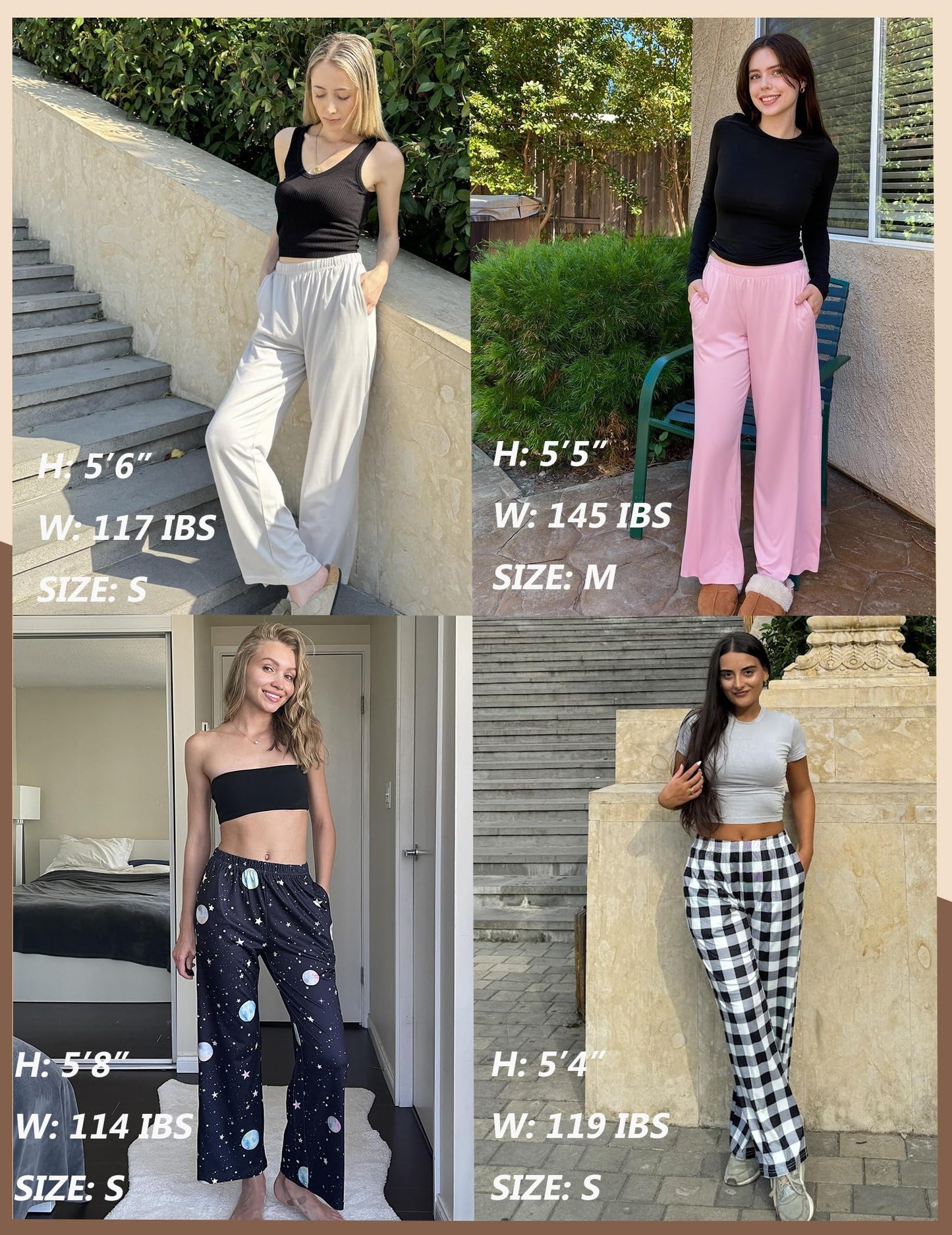 Ekouaer Pajama Pants for Women Soft Comfy Pajama Bottoms Casual Stretch Wide Leg Pants with Pockets Planet Large