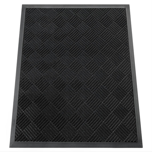 HOMEK Indoor Outdoor Door Mat, 4’x 3' Doormat for Entryway, Rubber Backing Non Slip Front Door Mat Outside Entrance, Super Absorbent Commercial Floor Mat for Home Office, Black
