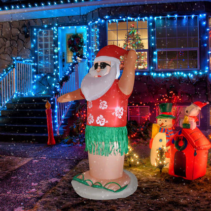 RETRO JUMP 7 Ft Christmas Inflatables Hawaiian Animated Hula Santa Inflatable Shaking Dance Santa Claus Led Lights Christmas Blow up Outdoor Lawn Yard Party Decor