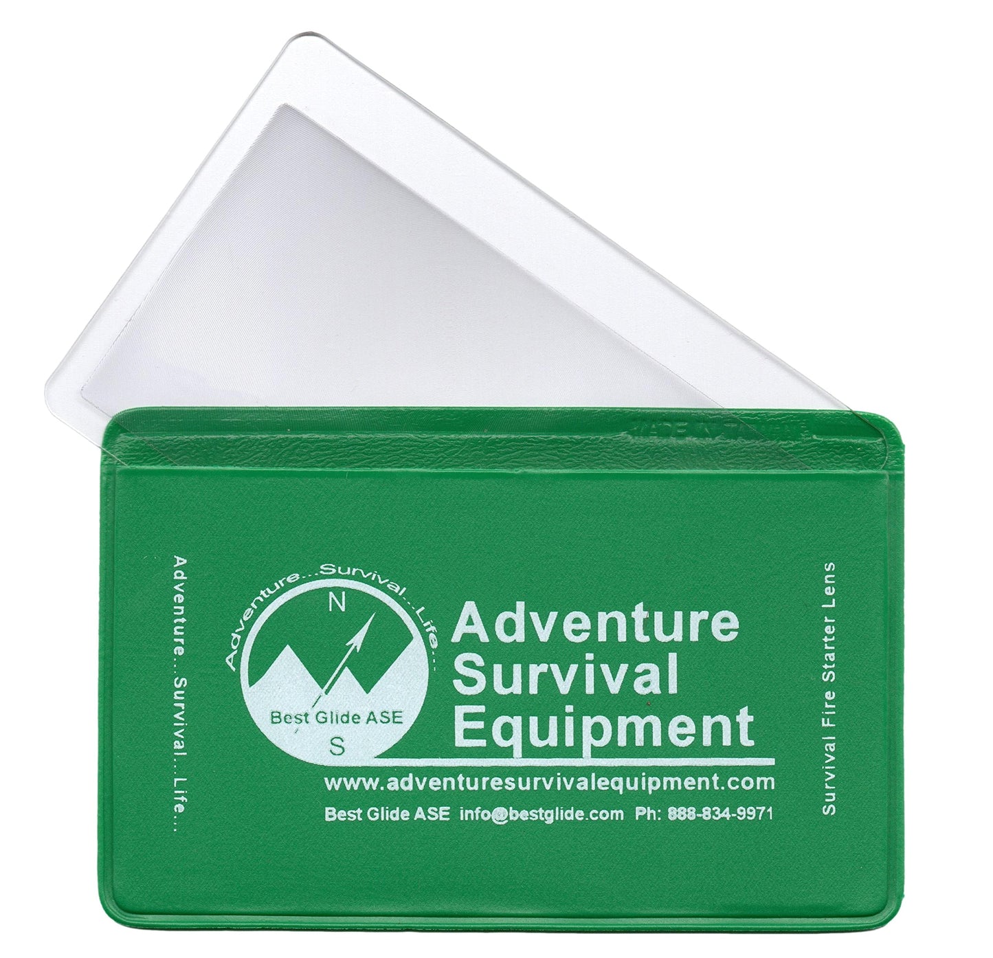Best Glide ASE Credit Card Size Fresnel Lens Fire Starter and Magnifier Lenses (3 Pack - Green)
