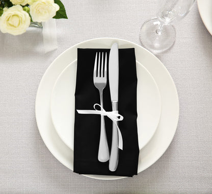 Utopia Kitchen Cloth Napkins [12 Pack] 46x46cm, Cotton Blend Washable and Reusable Table Dinner Napkins for Hotel, Lunch, Restaurant, Weddings, Event and Parties (Black)