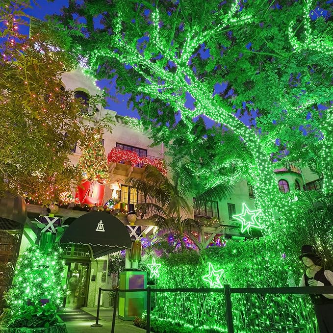 120 LED Green String Lights, 40ft Green Halloween Lights Outdoor Indoor Clear Wire 8 Modes Waterproof Plug in Twinkle Fairy Light for Room Tree Christmas Halloween Decorations