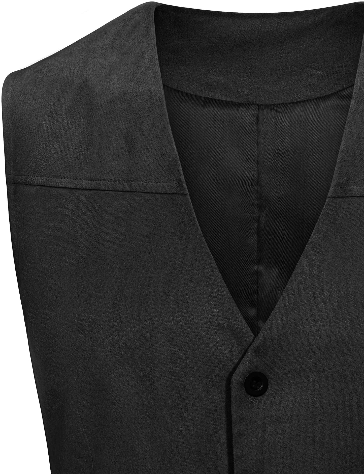 KAIPUTE Western Cowboy Costume Men's Vest Hat Belt for Adult Halloween Party Cosplay Black