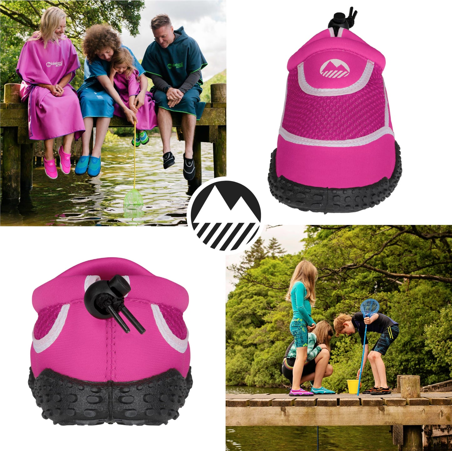 Lakeland Active Girl's Eden Aquasport Water Shoes Holiday Surf Sea Barefoot Swimming Paddleboard - Pink/White - 2 UK