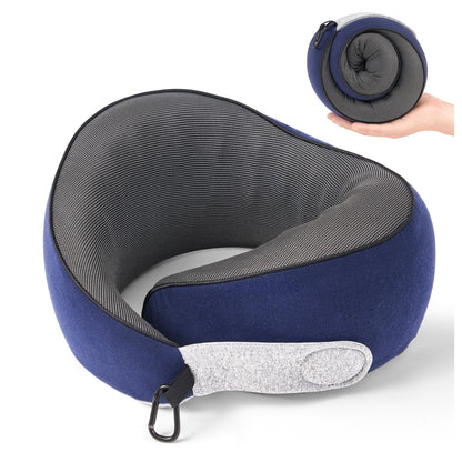 Travel Pillow, 100% Pure Memory Foam Travel Neck Pillow Airplane Neck Support Ergonomic Design for Traveling Suitable for Airplanes,Offices and Cars-Grey