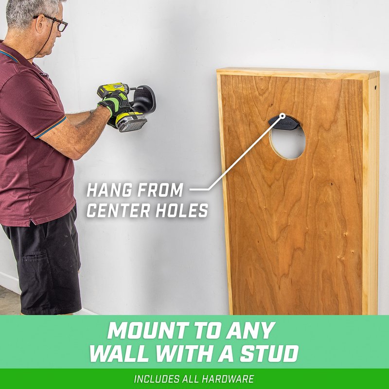 GoSports Wall Mounted Cornhole Board Hangers - Set of 2 - Includes Bean Bag Tote