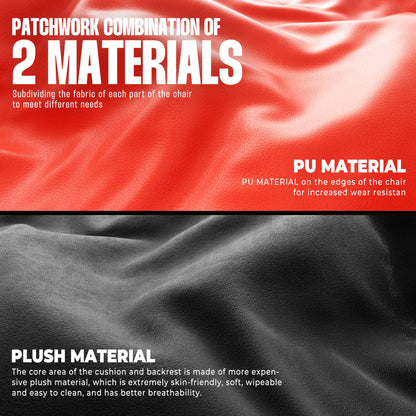 Dowinx Gaming Chair with Footrest, Gaming Chair for Heavy People, Gamer Chair for Adult with Massage, Computer Game Chair with PU, PC Game Chair for 200lbs (Red)