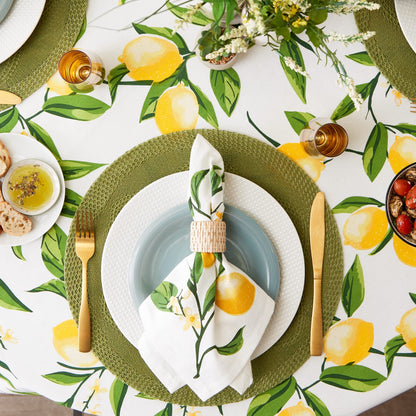 DII Lemon Bliss Tabletop Collection, Tablecloth, 70" Round