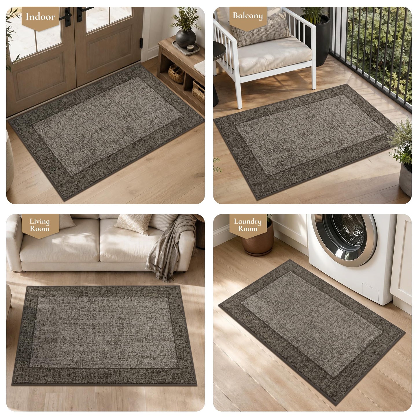 MatMaven Dirt Trapper Door Mat 20"x 32", Non Slip Washable Doormat, Stain Resist and Absorbent Welcome Mat, Floor Mats,Low Profile Entrance Dog Door Mats for Front Back Door,Taupe