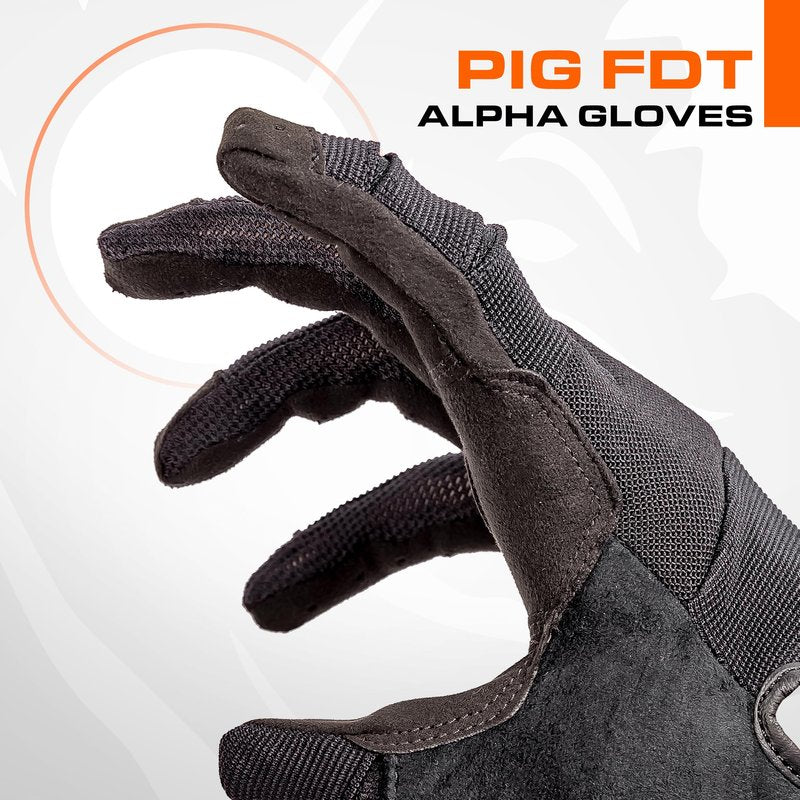 PIG FDT Alpha Full Dexterity Gloves for Shooting Sports, Touchscreen Compatible, Breathable, 1 Pair, Black, Medium