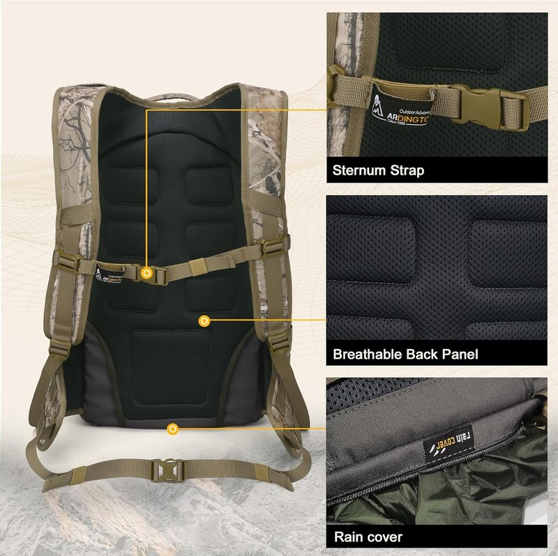 Mardingtop Camo Hunting Backpack - Large Capacity Tactical Day Pack with Rain Cover for Outdoor Adventures