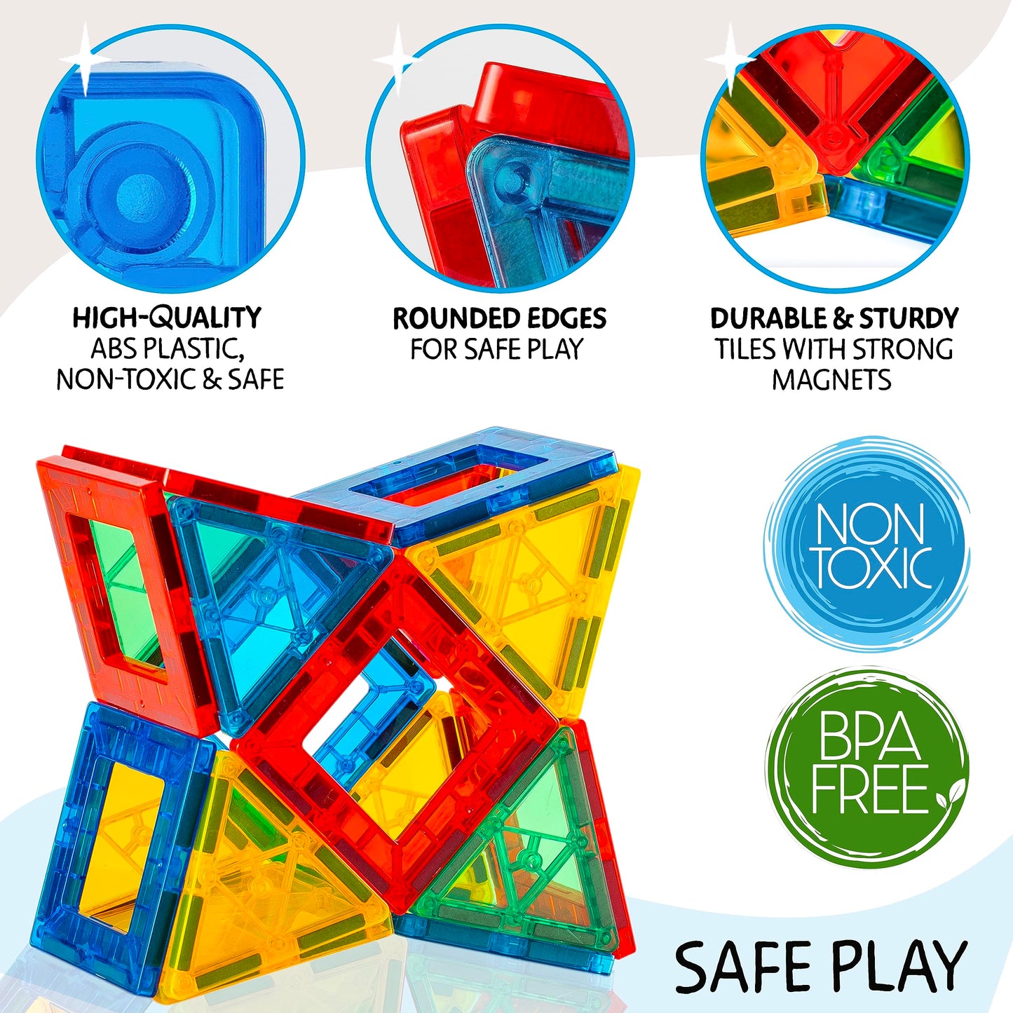 Magnetic Tiles 125 PCS (XL SET), Magnetic Tiles for Kids, Toy for 3 4 5 6 7 8 Year Old Boys & Girls, Large Building Set, Great Gift for Kids Aged 3-8, Gift Box, + Bonus Zippered Carrying CASE