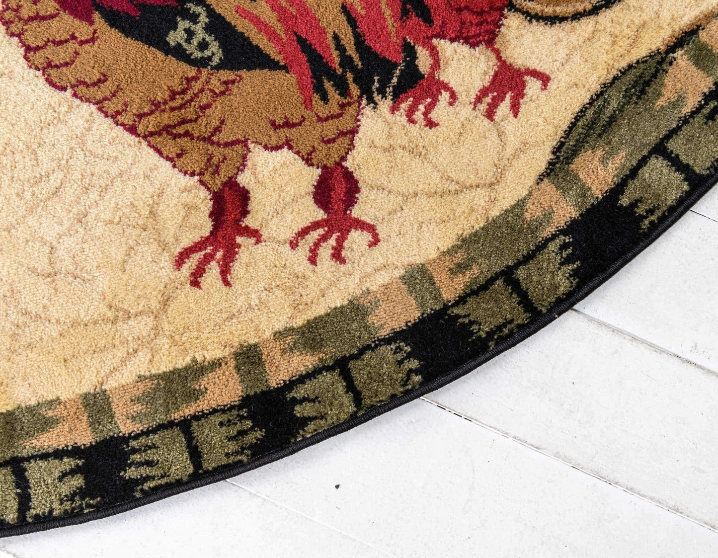 Unique Loom Barnyard Collection Area Rug - Farm (5' 3" Round, Cream/ Black)