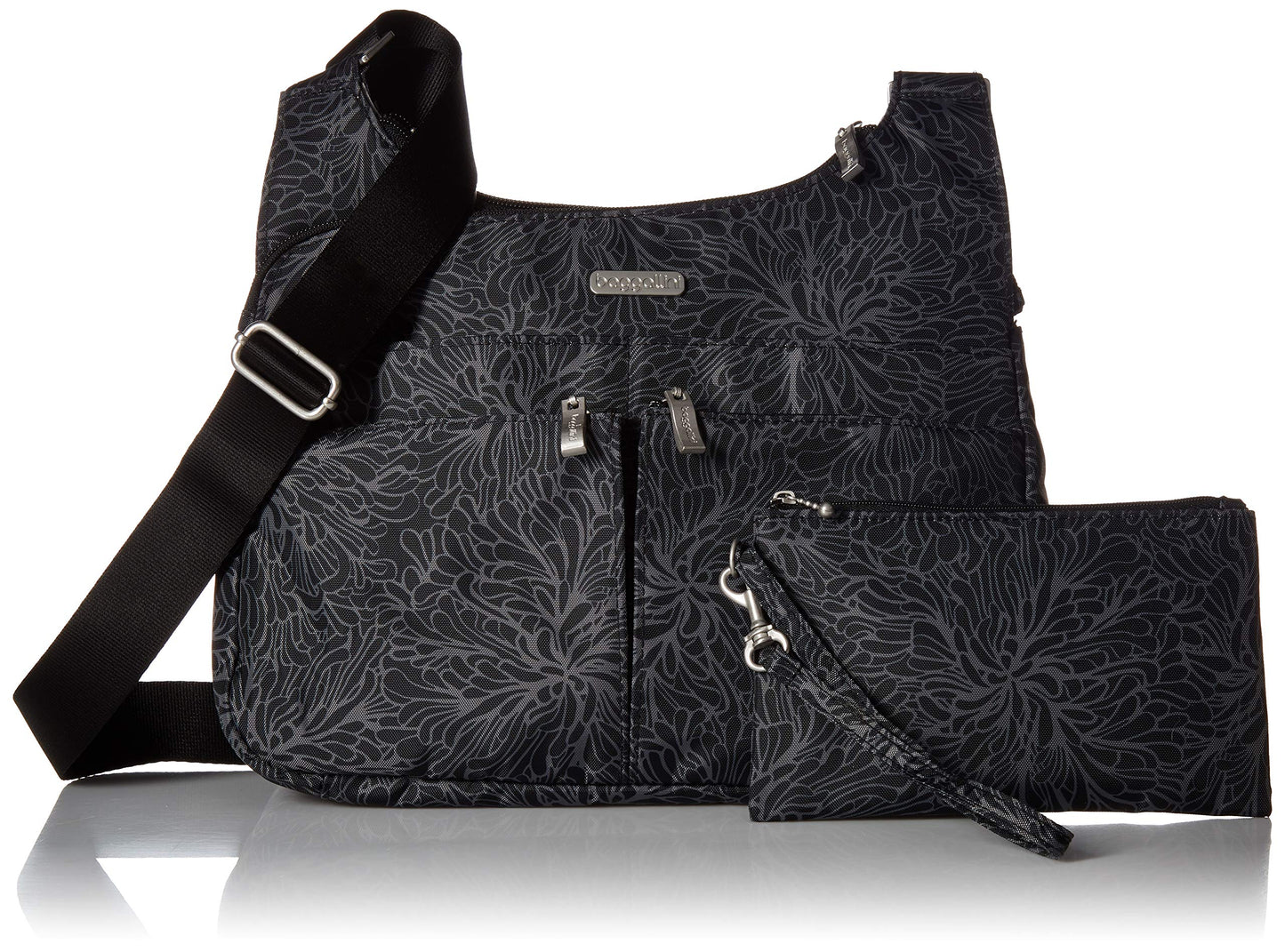 Baggallini Cross Over Crossbody Women 11x8.5 Medium Travel Bag Lightweight Water-Resistant Nylon Organized Handbag Purse