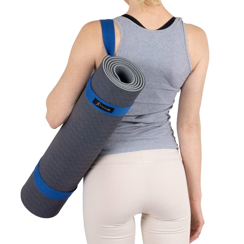 ProsourceFit Yoga Mat Carrying Sling, Easy Adjustable Carry Strap 60” Long Cotton, Navy