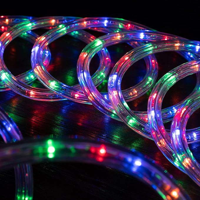 WYZworks 576LEDs 50ft LED Outside Rope Lights, Outdoor ETL Certified Waterproof Permanent 360 Degree Light Emitting, Flexible Tube, Connectable, Christmas Palm Tree Exterior Landscape, Colorful