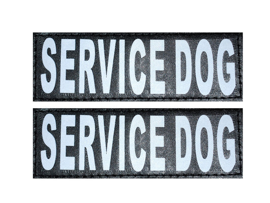 Doggie Stylz Set of 2 Reflective Service Dog Removable Patches with Hook Backing for Working Dog Harnesses & Vests. Durable and Interchangeable - (Large 6" X 2")