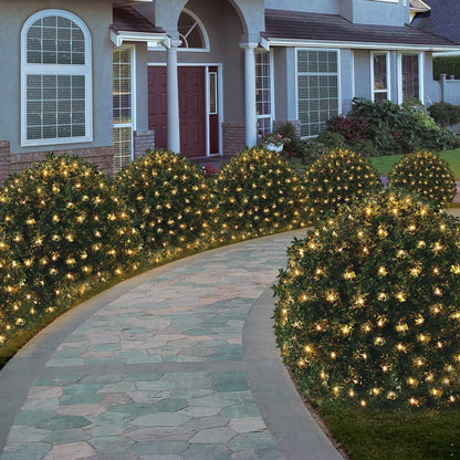 Outdoor Christmas Lights, 360 LED 12FT x 5FT Green Wire Waterproof Christmas Net Light Outdoor Plug in with 8 Modes, Warm White Mesh Lights Decorations for Xmas Indoor Tree Bush Yard Home Decor