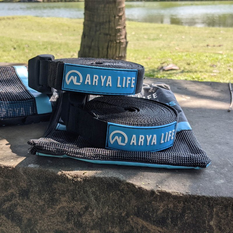 Arya Life 10 Feet 'No Scratch' Silicone Buckle Rack Strap Tie Down Cam Straps for Surfboard SUP Paddleboard Kayak Snowboard and Canoes (Set of 2), Black