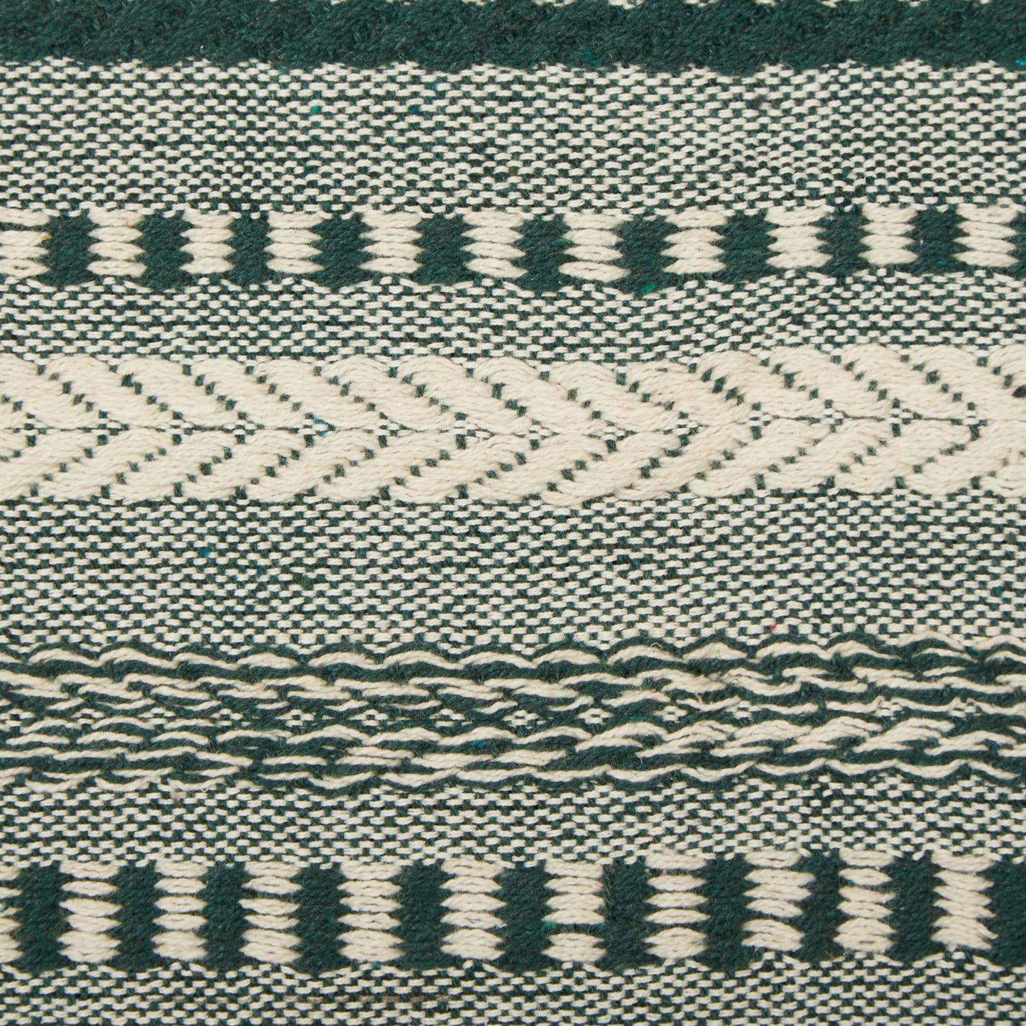 DII Farmhouse Braided Stripe Table Runner Collection, 15x108 (15x113, Fringe Included), Dark Green