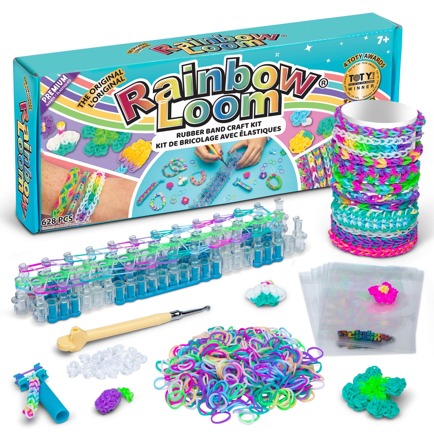 Rainbow Loom Original Loom Band Kit | Rubber Band Bracelet Kit with Loom Band Board, Loom Band Tool, and Elastic Bands Childrens Jewellery Making Kits Make Great Gifts for Kids Age 7+