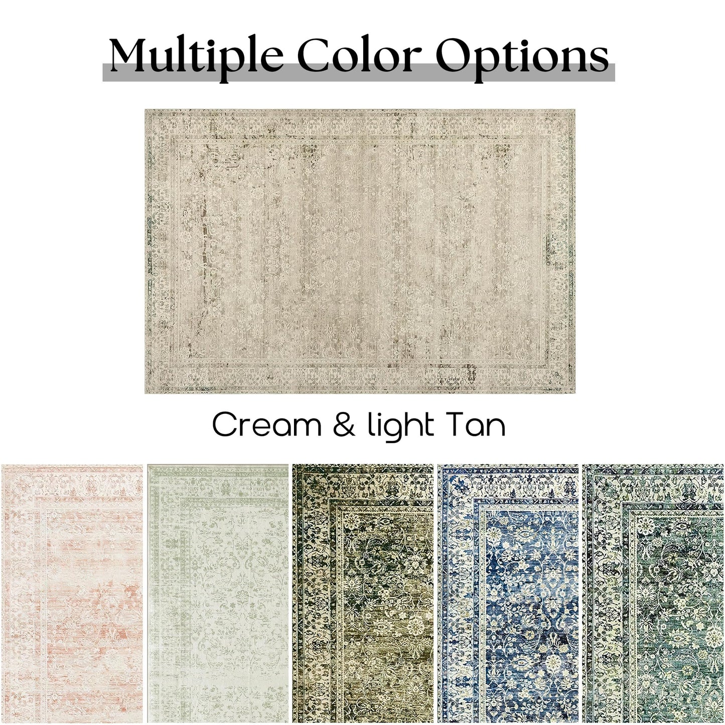BILEEHOME Modern Farmhouse Area Rug 5 x7 Washable Floral Earth Tone Neutral Boho Nursery Rug 5x7 for Baby Boy Bedroom,Tan Brown and Cream Beige