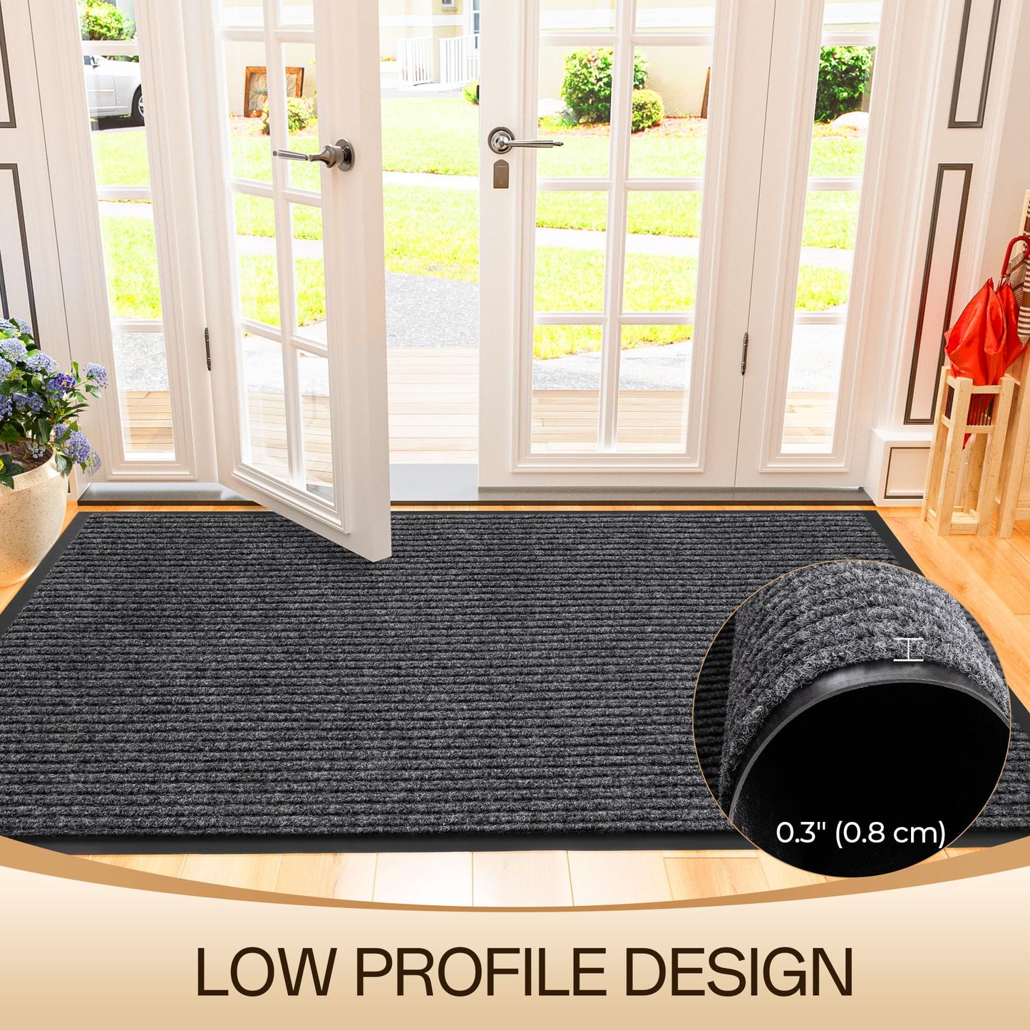Amyracel Front Door Mat Indoor Outdoor Entrance, 48" x 72" All-Season Waterproof Doormat for Enterway, Heavy Duty Commercial Floor Mat, Fade Resistant, Rubber Back, Low Profile, Easy Clean