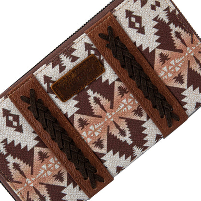 Montana West × Wrangler Wristlet Western Wallet Boho Aztec Credit Card Holder for Women, 2203 Light Coffee, L, Minimalist