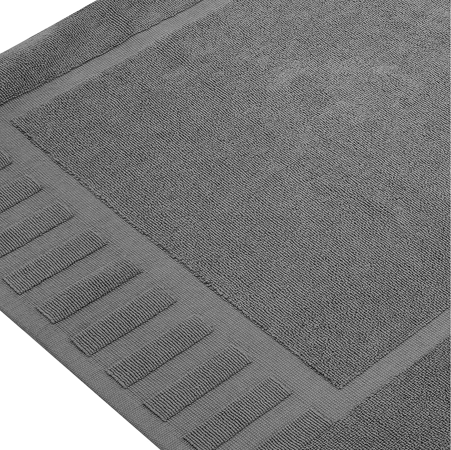 White Classic Set of 2 Bath Mats for Bathroom Floor, 86 x 56 cm Terry Cloth Hotel Styles Bath Mat 2 Pack, Dark Grey Reversible Bath Towel Mats, Machine Washable Shower Bathroom Floor Towels, Grey