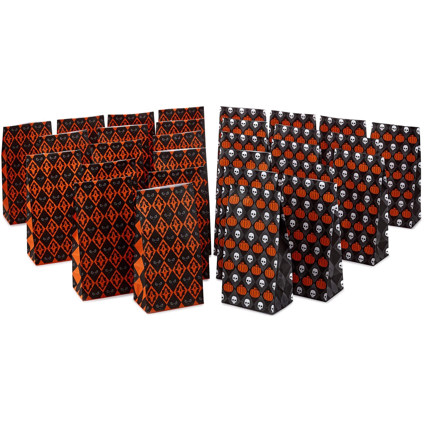 Hallmark Halloween Party Favor and Wrapped Treat Bags (30 Ct., Skulls and Pumpkins, Ghosts and Eyes) for Trick or Treating, Class Parties, Luminaries, Crafts, Día de los Muertos