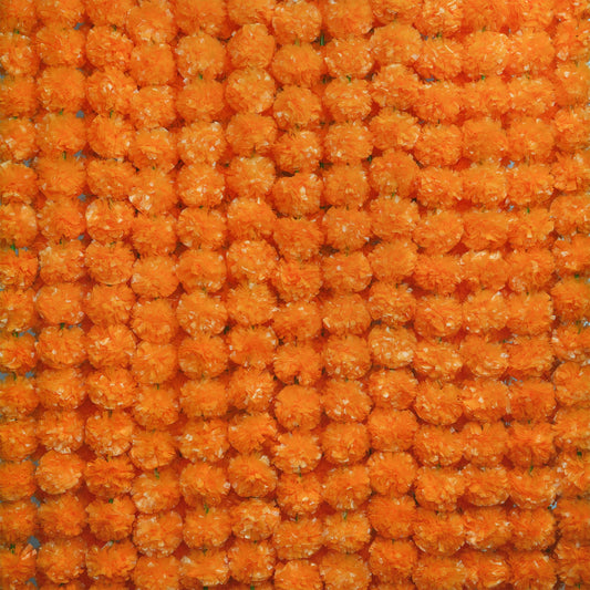 GOMALL 5Pcs Marigold Garland for Decoration,5 Feet Artificial Marigold Flowers Diwali Decorations for Home,Orange Artificial Marigold Heads for Diwali Party,Indian Weddings,Halloween,Wreath
