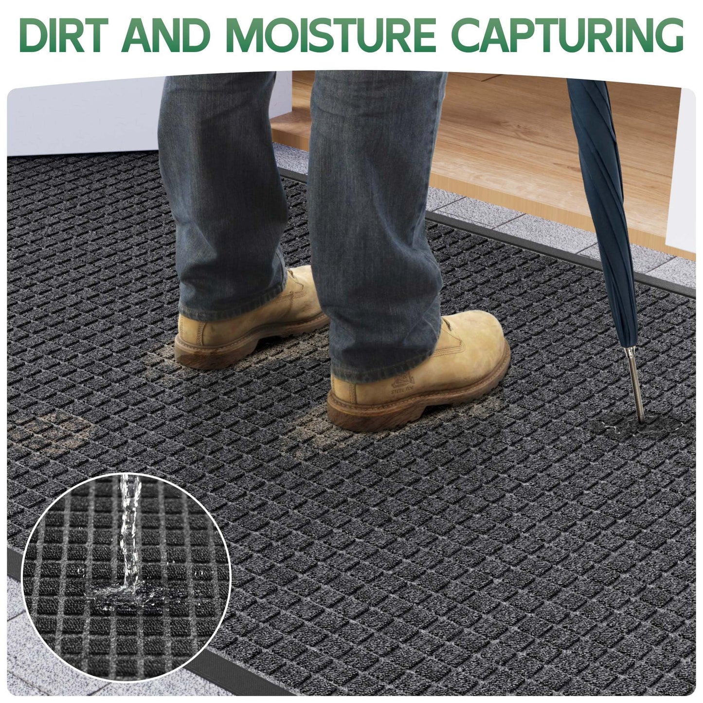 100pointONE Sturdy Indoor Outdoor Front Door Mat Outside Entrance, Extra Large 72" x 36" Doormat for Entryway, Non Slip Backing Welcome Floor Mats for Entry Patio Porch, Low Profile, Grey