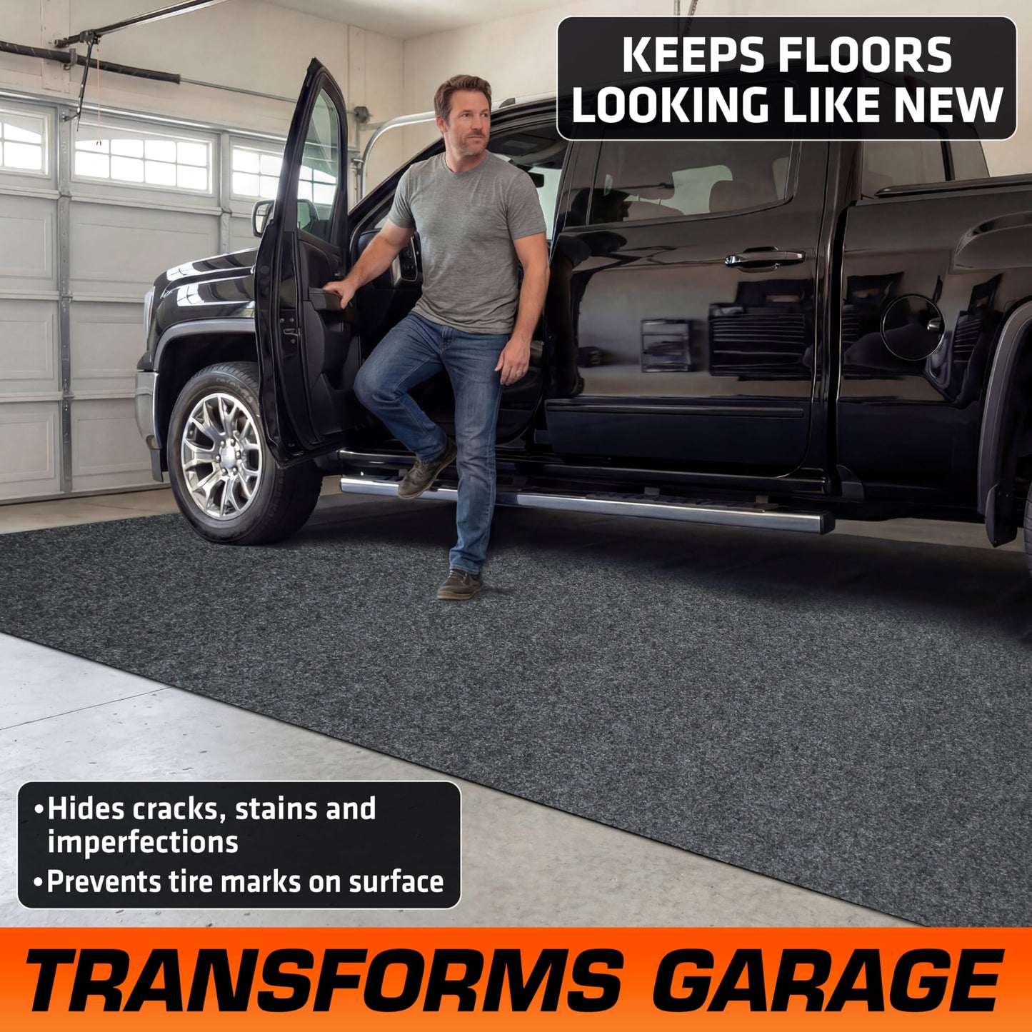 Armor All Garage Floor Mat (20' x 7'4"), Waterproof Garage Flooring, Absorbent, Premium Oil Spill Resistant Garage Pad, Durable, Protects Surfaces (Includes Double Sided Tape) (USA Made)