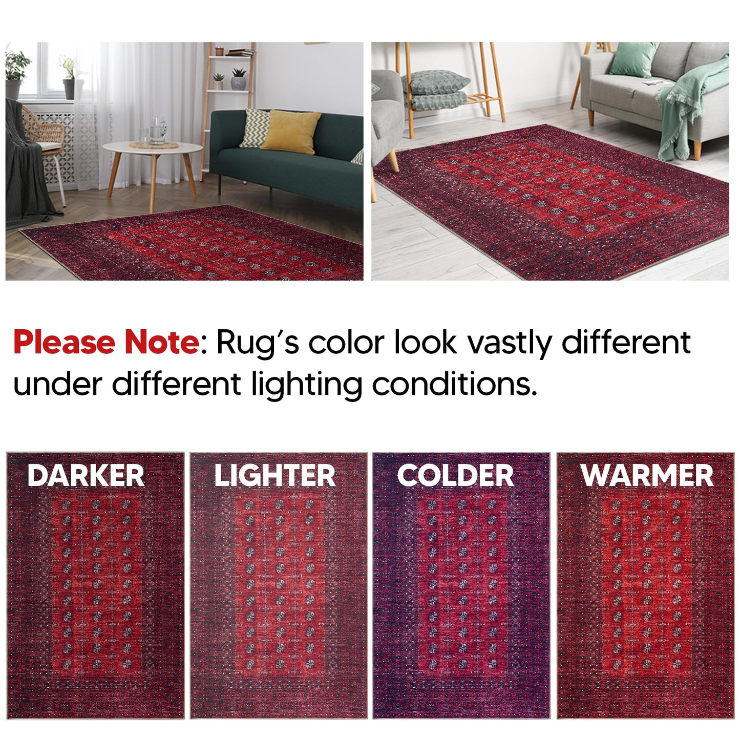 Keen Home Design 3x5 Rug - Machine Washable Entry Rug with Non-Slip Backing, Ideal for Enteryway, Kitchen, Bathroom, Laundry Room - Vintage, Easy Clean, Durable, Low Pile Rug - (3' x 5')