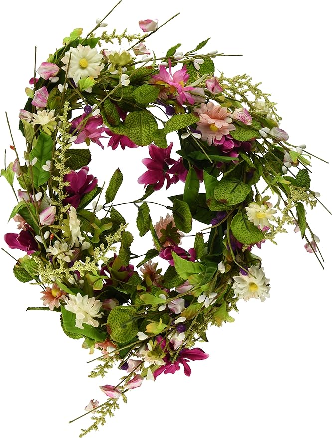 CWI Gifts Flower Twig Wreath Rings - 18 inch - Wreath Decor for Front Door and Candle Decorating - Aster Daisy