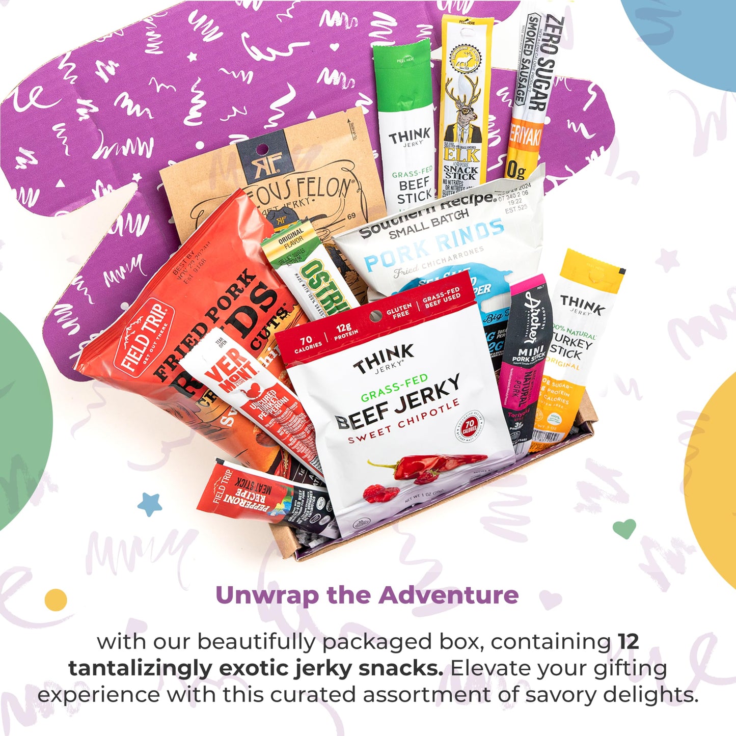 Beef Jerky Gift Basket For Men - Exotic Jerky Variety Pack, Delicious Protein-Packed Snack Box for Dad, Husband - Birthday, Holiday Food Treats for Adults - Unique Food Gifts for Men Who Want Nothing