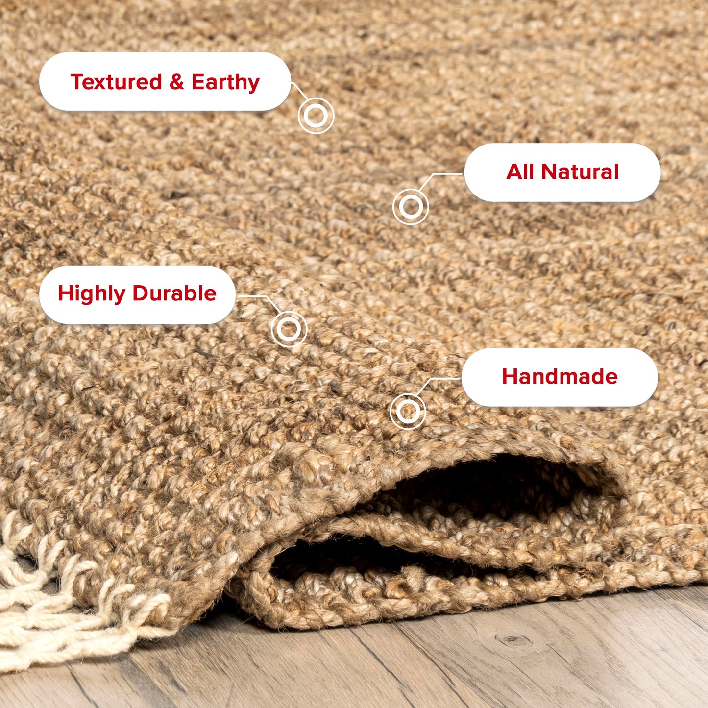 Nuloom Raleigh Natural, 5' x 8', Handmade, Jute & Wool, Soft and Textured, High Traffic, Stain Resistant, Easy Clean, Durable Area Rug for Bedroom, Living Room, Dining Space, Den, Foyer, Entryway