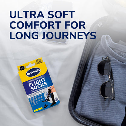 Scholl Flight Socks - Clinically Proven Compression Socks for Flight Travel - Help Prevent Swollen Ankles and Deep Vein Thrombosis (DVT) - Sheer - Size 9-12, 1 Pair
