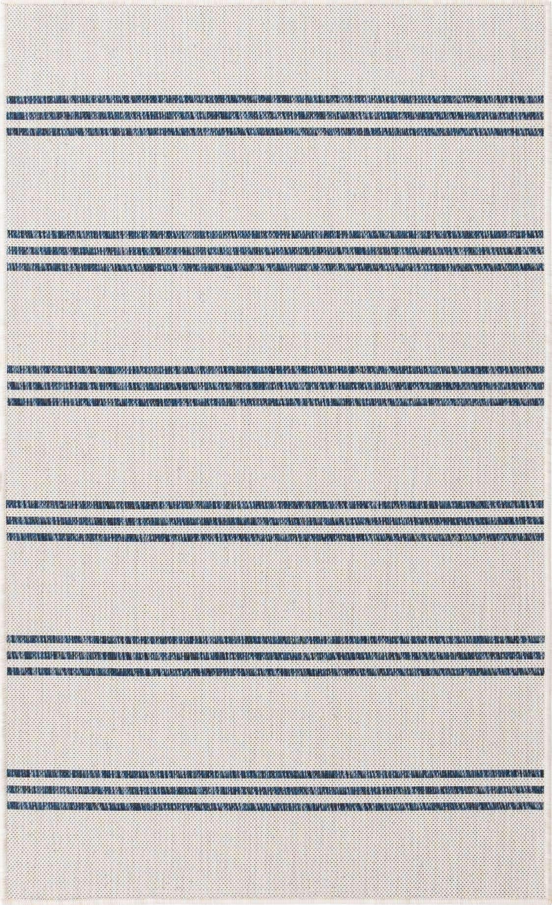Unique Loom Outdoor Collection Area Rug - Anguilla (3' 3" x 5' 3" Rectangle, Ivory/ Blue)