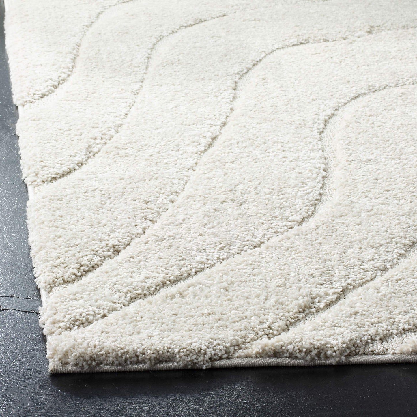 SAFAVIEH Florida Shag Collection Area Rug - 8'6" x 12', Creme & Creme, Non-Shedding & Easy Care, 1.2-inch Thick Ideal for High Traffic Areas in Living Room, Bedroom (SG472-1111)