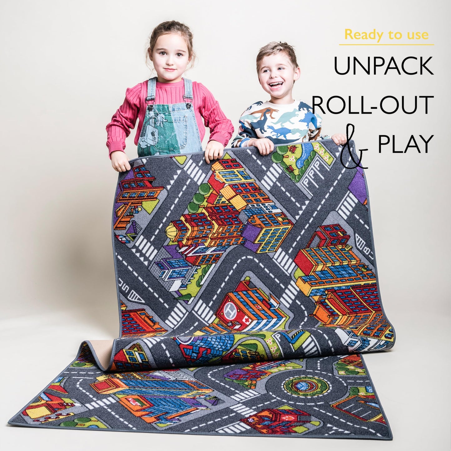 Carpet Studio Big City Play Mat 95x200cm, Non Slip Kids Rug, Road Mat Car, Boys & Girls, Bedroom Rug Children, Washable