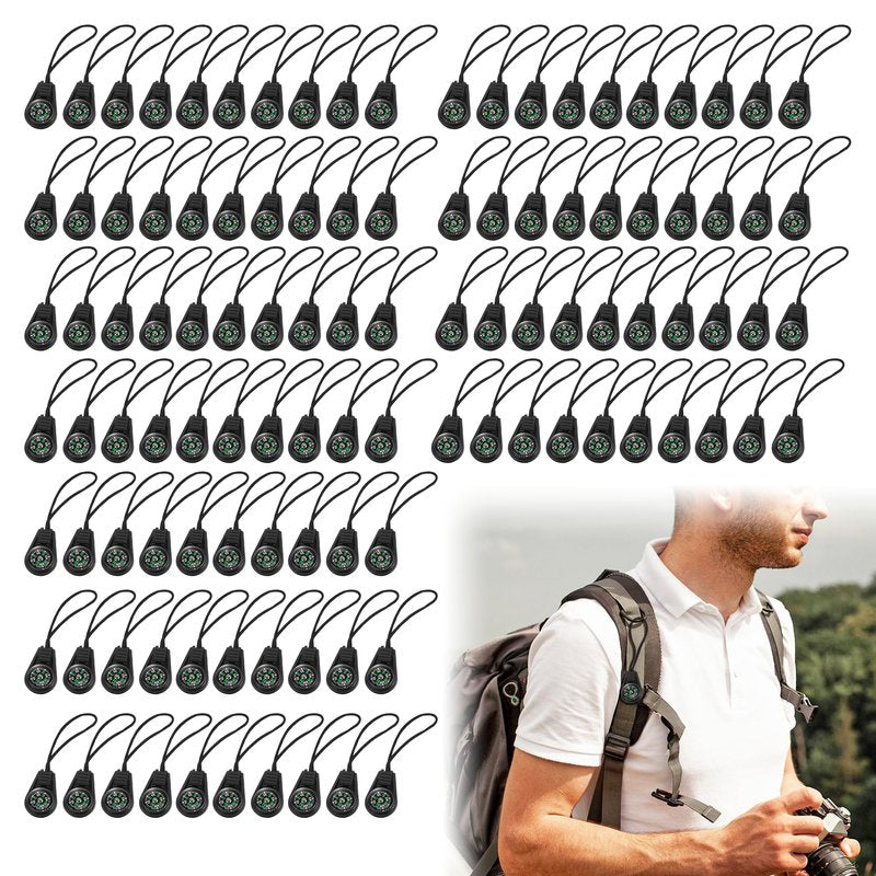 110 Pcs Mini Survival Compass Outdoor Camping Hiking Pocket Compass Mini Compass Party Favor for Paracord Bracelet Necklace Key Chain Outdoor Activities Hiking Accessory（Black）