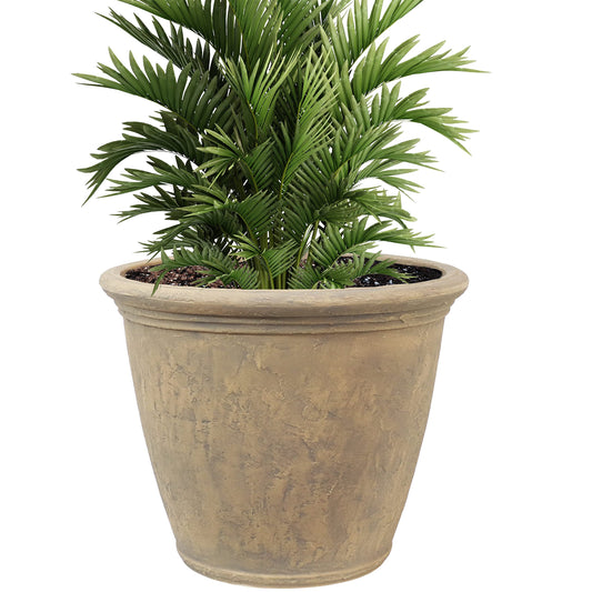 Sunnydaze 24-Inch Anjelica Large Plastic Pot for Plants - Outdoor Double-Walled Large Plastic Planter with Drillable Drainage Holes - Beige
