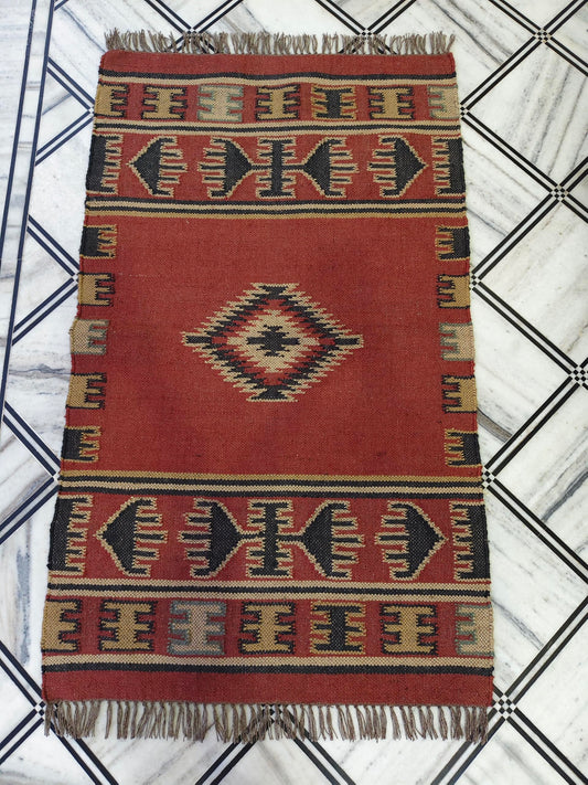 Jaipur Art & Rugs 3'x5' Reversible Kilim Area Rug – Handwoven Wool & Jute Flatweave – Indoor/Outdoor Rug for Living Room, Bedroom, Dining, High-Traffic Areas, Lake House Decor (Multicolor 1)