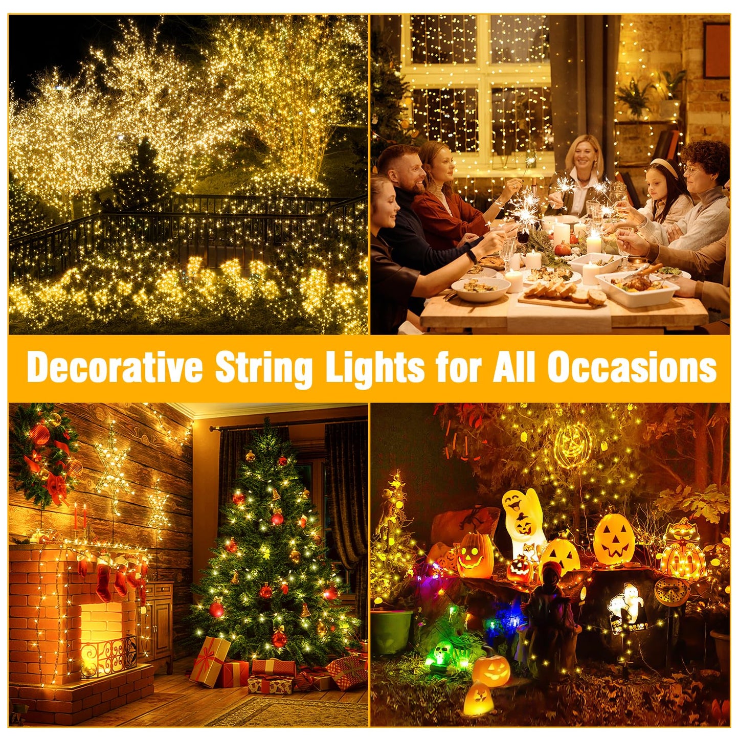 Nisocy 200 LED Christmas Connectable String Lights Outdoor Waterproof – Warm White Fairy Lights with Plug, Tree Lights for Patio, Garden, Bedroom, Wedding, Party, Decor (66FT)