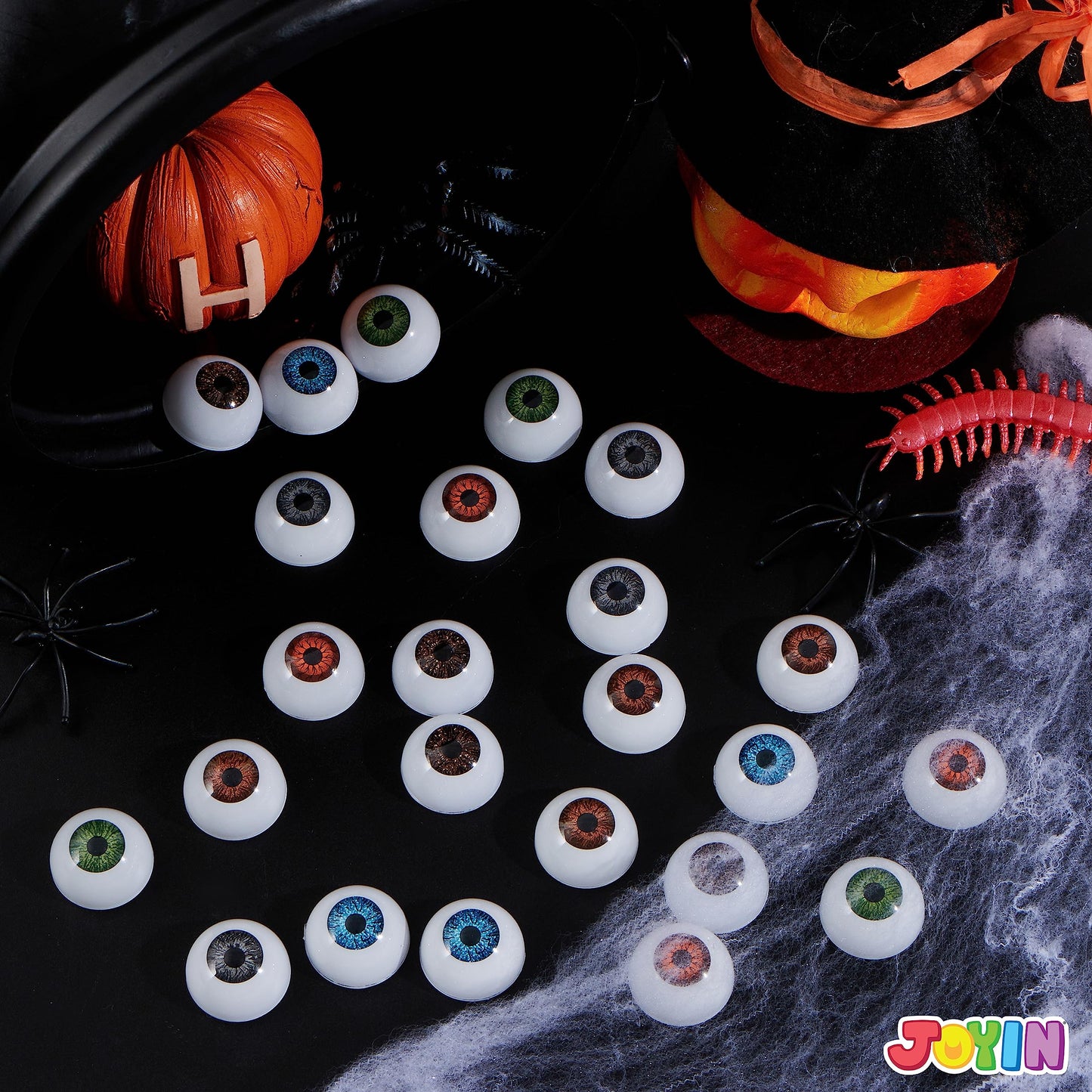 JOYIN 24 PCS Halloween Eyeballs, Trick or Treat Scary Realistic Eyes Prop Supplies, 12 Pair Hollow Plastic Eyeballs for Halloween Party Decoration