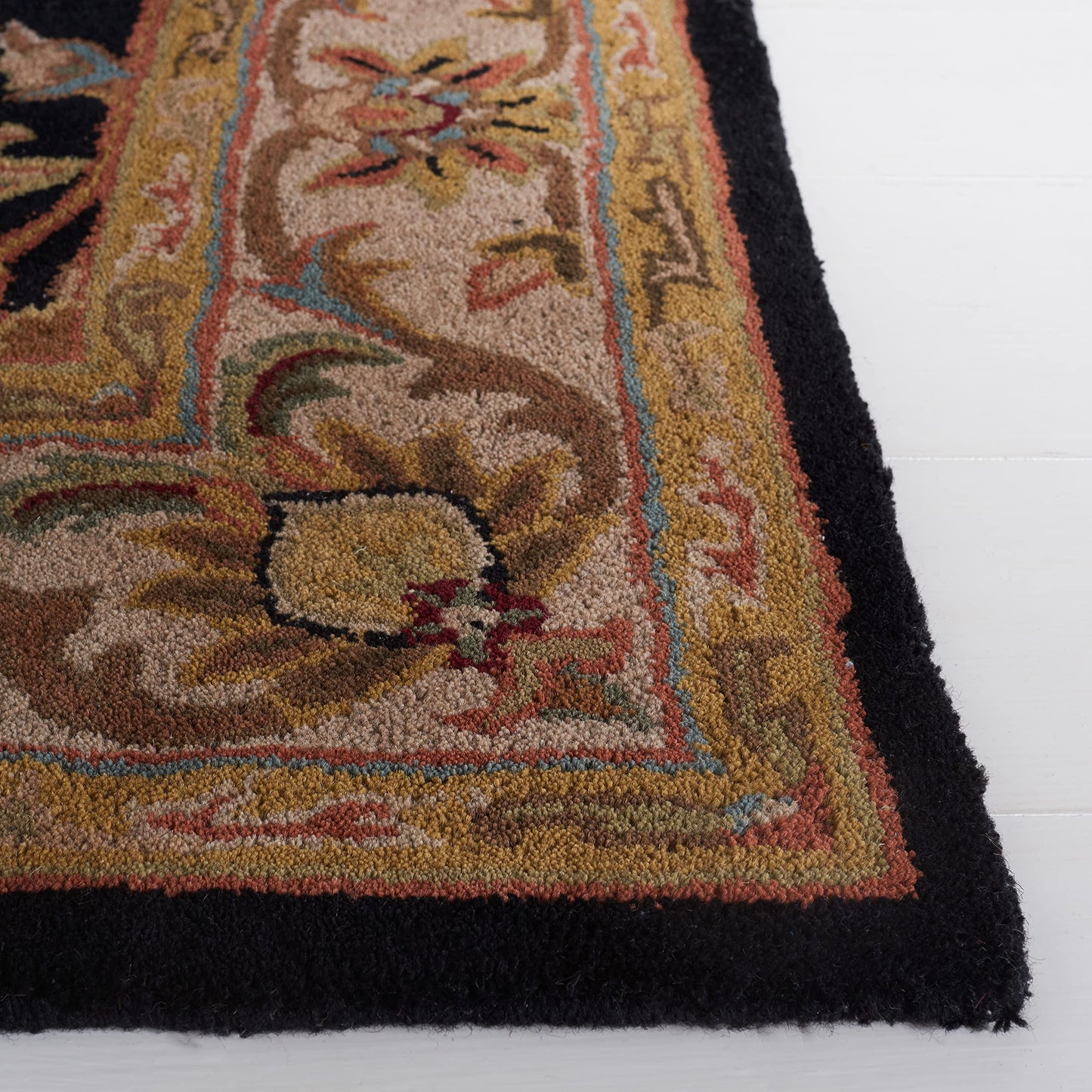 SAFAVIEH Heritage Collection Runner Rug - 2'3" x 8', Black & Beige, Handmade Traditional Oriental Wool, Ideal for High Traffic Areas in Living Room, Bedroom (HG628B)