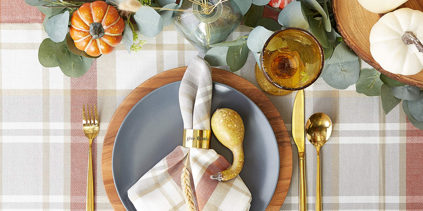 DII Christmas Thanksgiving Holiday Tabletop Décor Collection Decorative Napkin Ring Holder Set, 1.6 Dia x 1.25" Height, Always Grateful Gold, 4 Piece