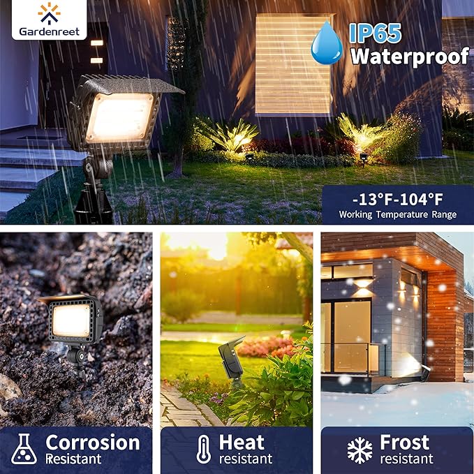 Gardenreet Low Voltage Wall Wash Lights - 7W 12V LED Landscape Flood Lights, IP65 Waterproof Angle Adjustable Wide Beam, Hardwired Aluminum Brown Outdoor for Garden Tree Patio Yard 10 Pack