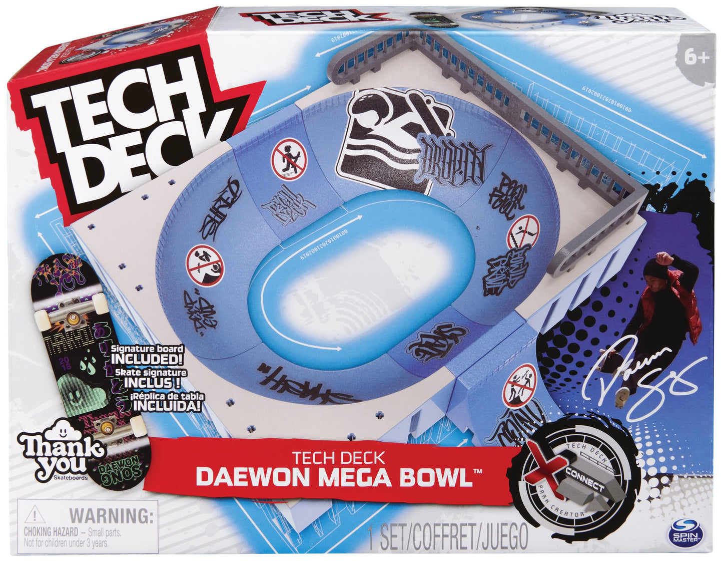 Tech Deck, Daewon Mega Bowl, X-Connect Park Creator, Customisable and Buildable Ramp Set with Exclusive Fingerboard, Kids’ Toy for Ages 6 and up